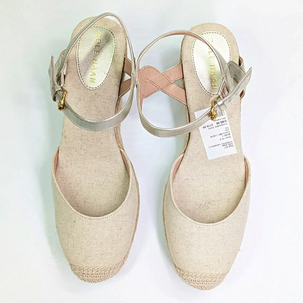 Cole Haan Cloudfeel Women's Espadrille Wedge Heels Linen Size 10 (MSRP $160)